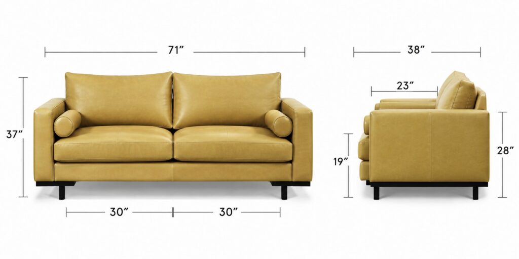 Cassidy Sofa Collection — Apartment Sofa dimensions diagram