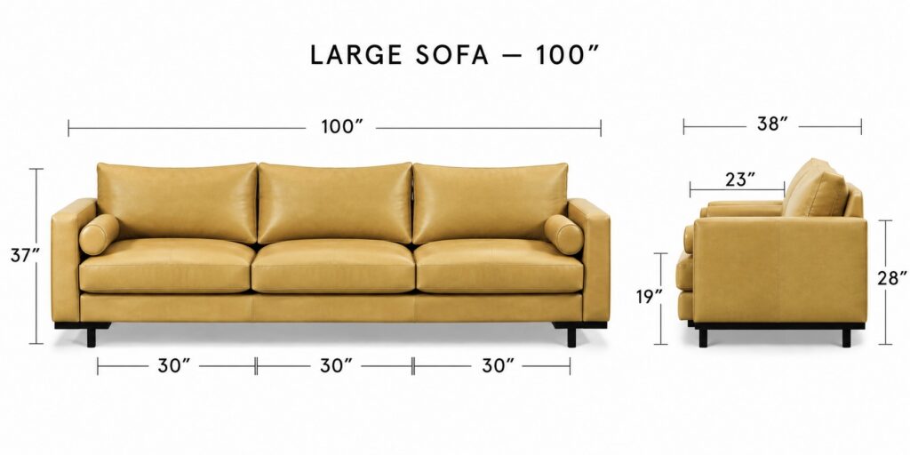 Cassidy Sofa Collection — Large Sofa dimensions diagram