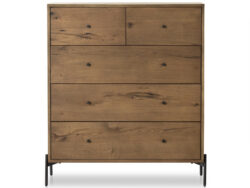 Eaton-5-Drawer-Dresser-Amber-Oak-Resin-from-front-white-background