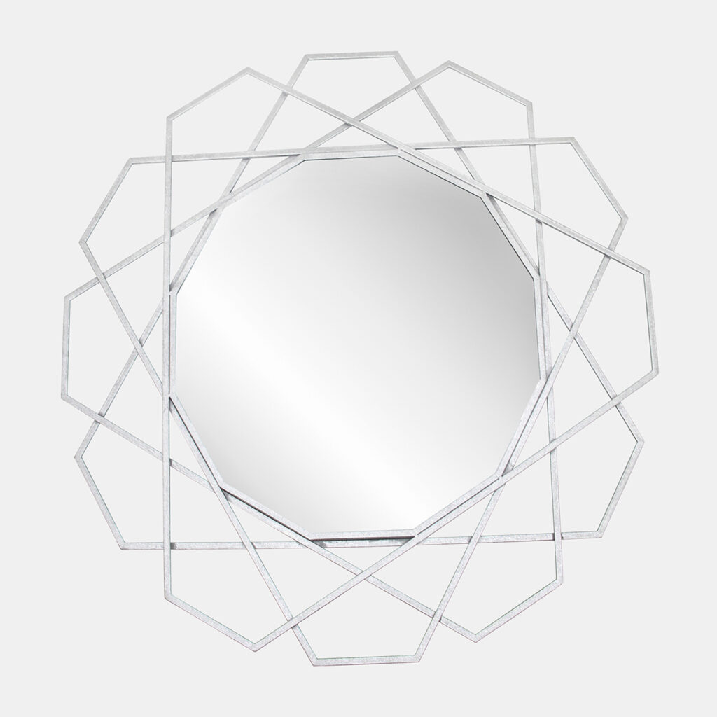 Metal 35" Geometric Mirror, Silver Wb