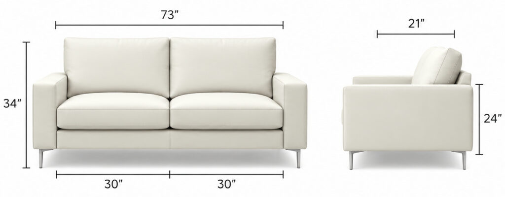 Ancona Sofa — Apartment Sofa dimensions diagram