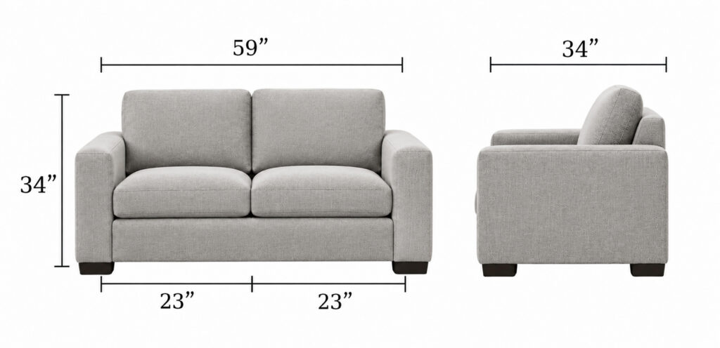 Abby Loveseat — Measurements dimensions diagram