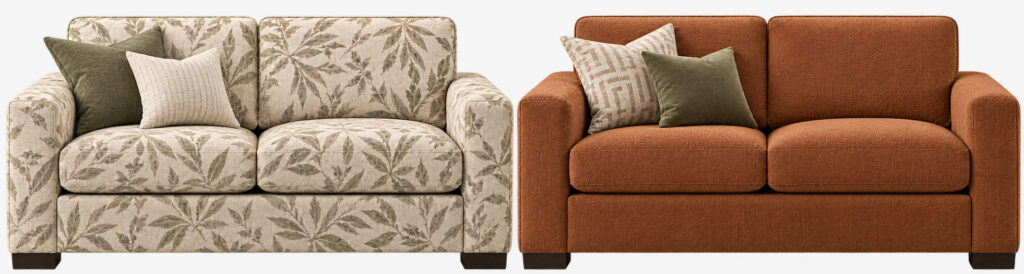 Abby Loveseat in patterned and solid upholstery options