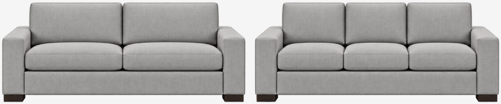 Abby Sofa shown with two- and three-cushion configurations