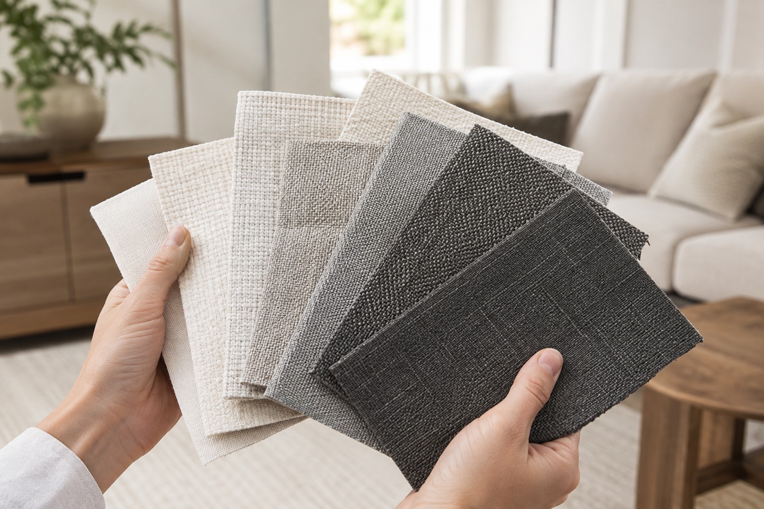Durable upholstery fabric sample at Cricklewood Interiors