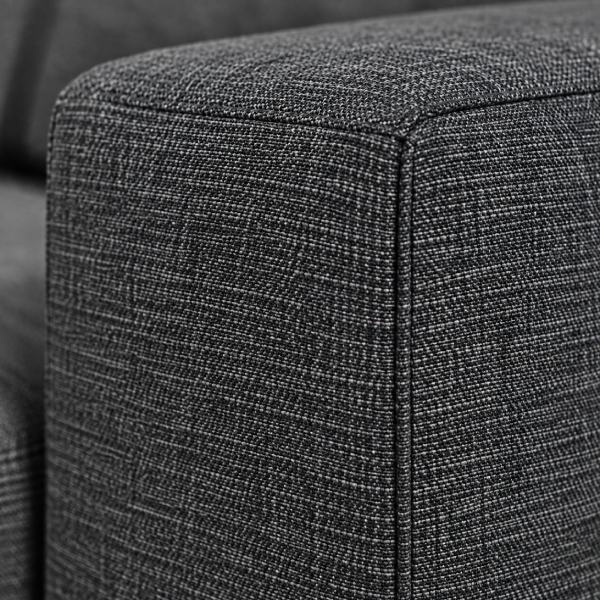 Close-up of charcoal fabric upholstery for the Abby Sofa