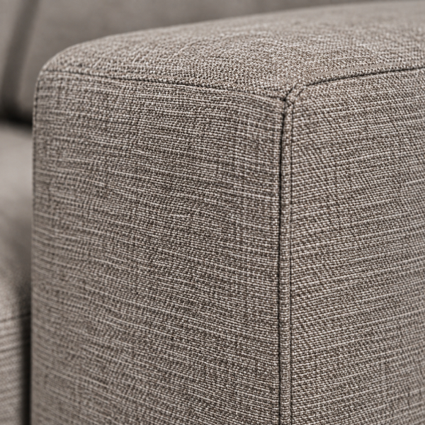 Close-up of taupe fabric upholstery for the Abby Sofa