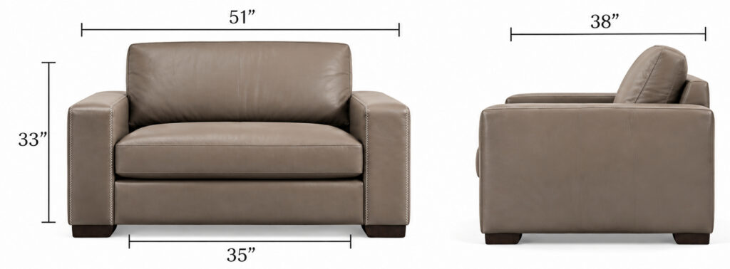Alfred Chair — Chair & 1/2 dimensions diagram