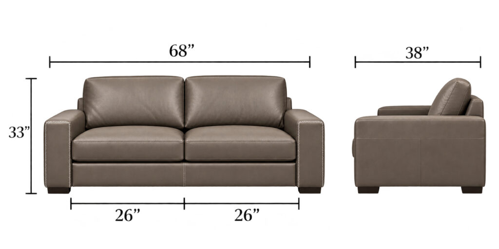 Alfred Loveseat — 68″ dimensions diagram