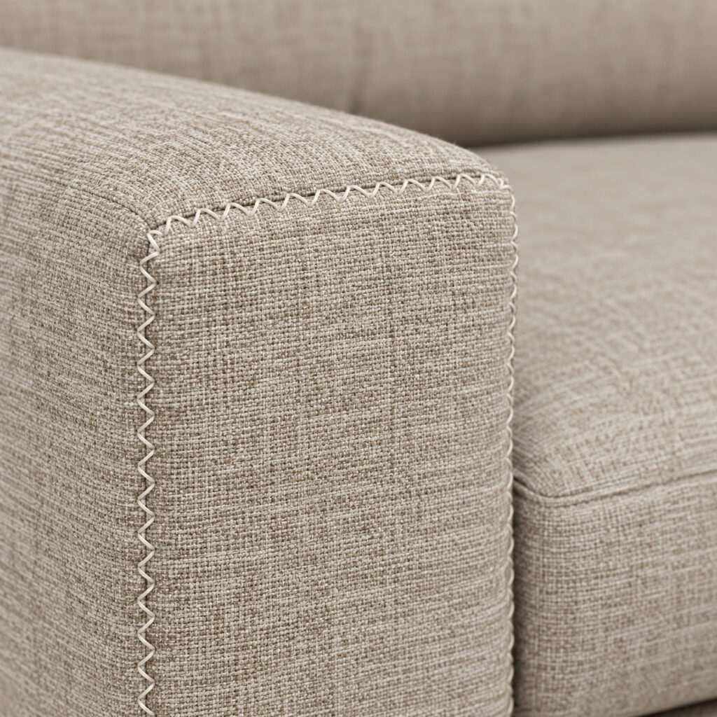 Beige fabric upholstery option for the Alfred Sofa
