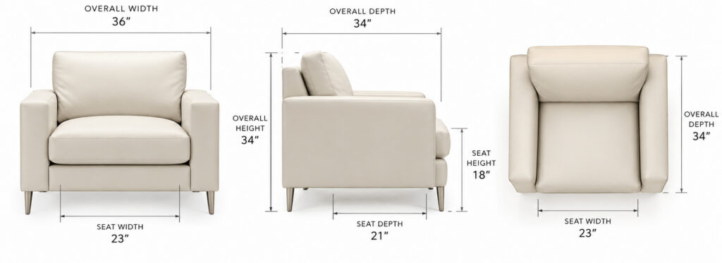 Ancona Chair — Standard Size dimensions diagram