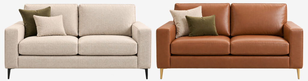 Ancona Loveseat with black and gold metal leg options