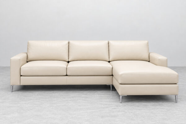Linea Ancona Sectional in cream leather