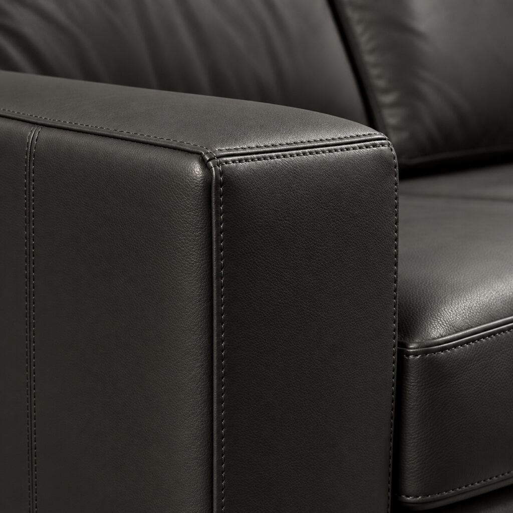 Ancona Sofa in black leather upholstery