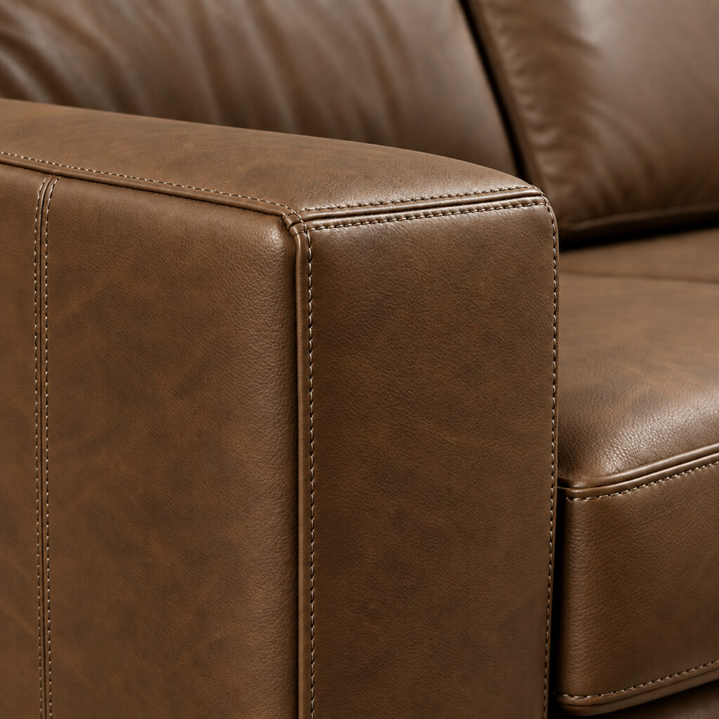 Ancona Sofa in brown leather upholstery
