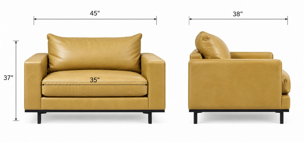 Cassidy Chair & 1/2 — 45" dimensions diagram