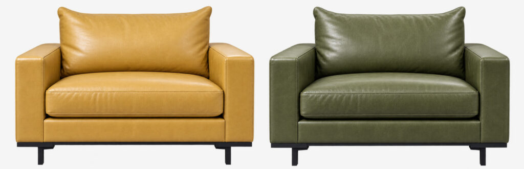 Cassidy Chair & 1/2 shown in contrasting upholstery options