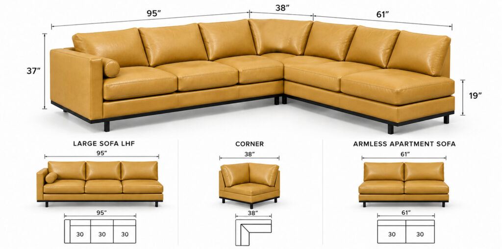Cassidy Sectional — Large Configuration dimensions diagram