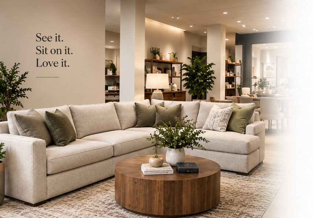 Furniture showroom near Okotoks with sofas and home furnishings