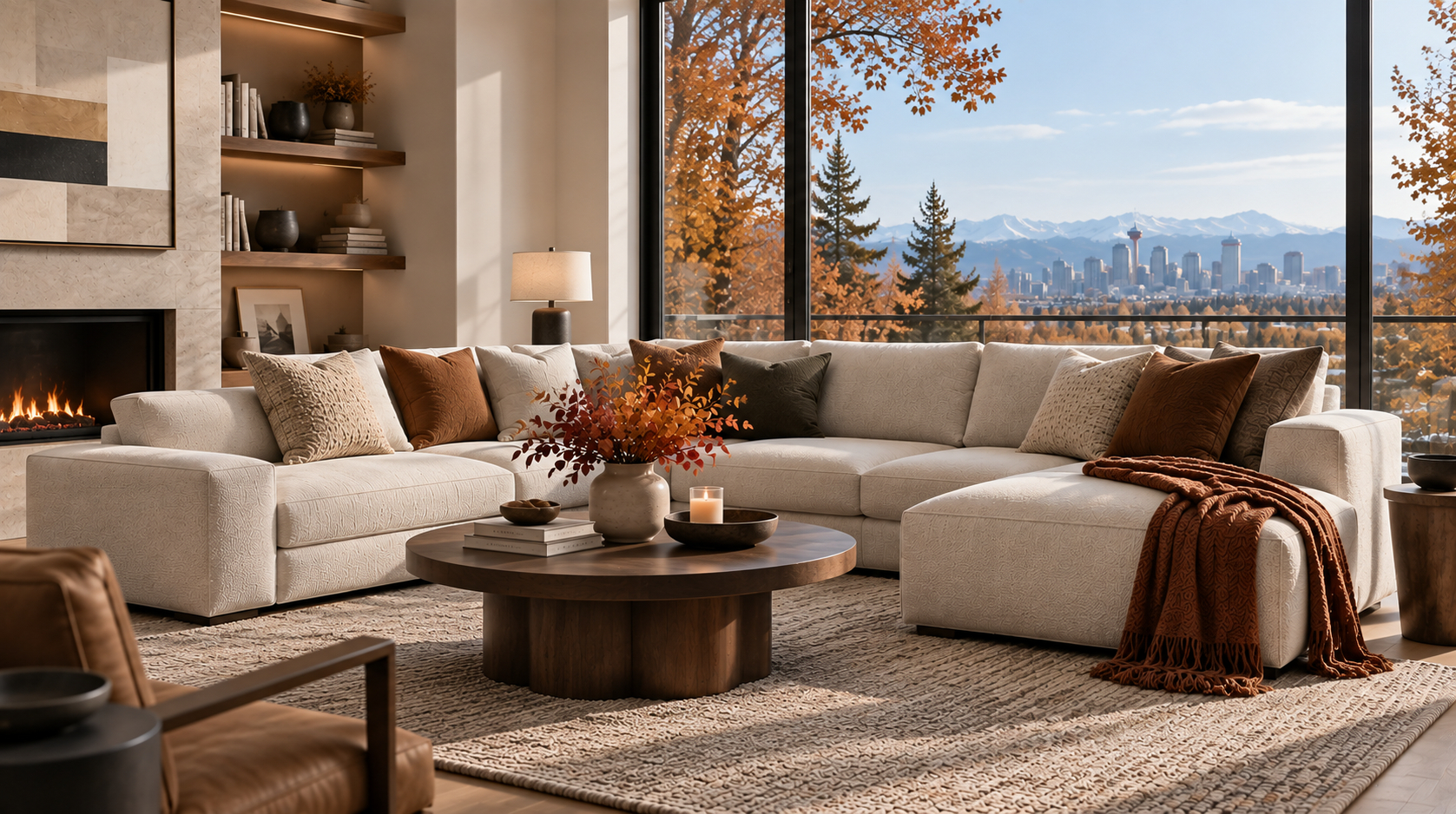 Sectional sofa in a modern living room