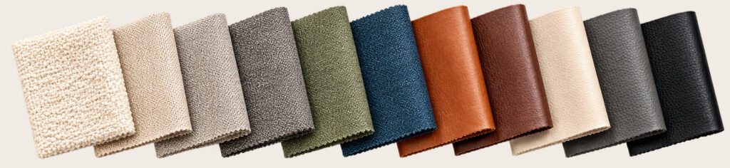 Fabric and leather upholstery options for customizable sectional sofas